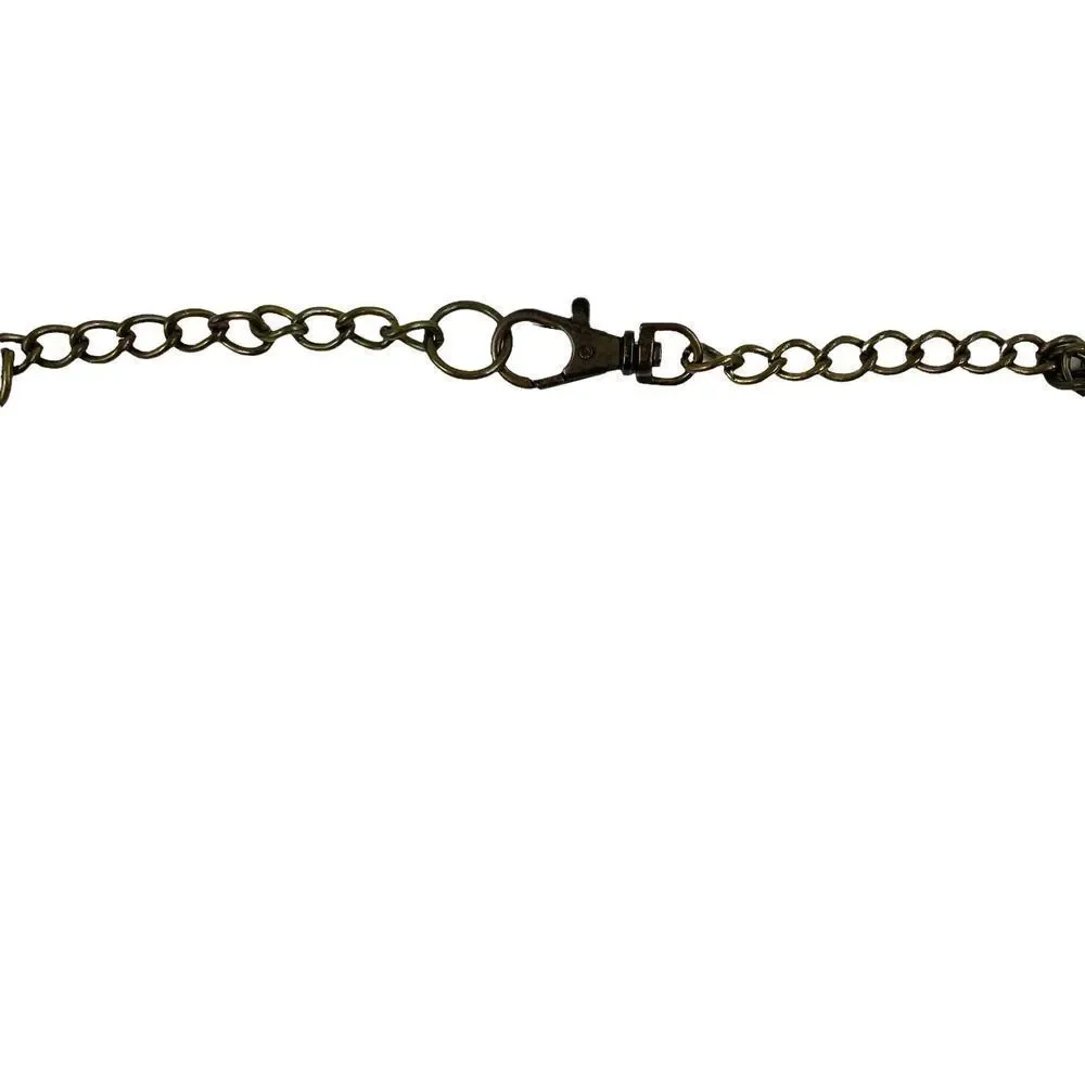 Brass Tone‎ Metal Chain Concho Belt Rust orange Stones Boho Artsy